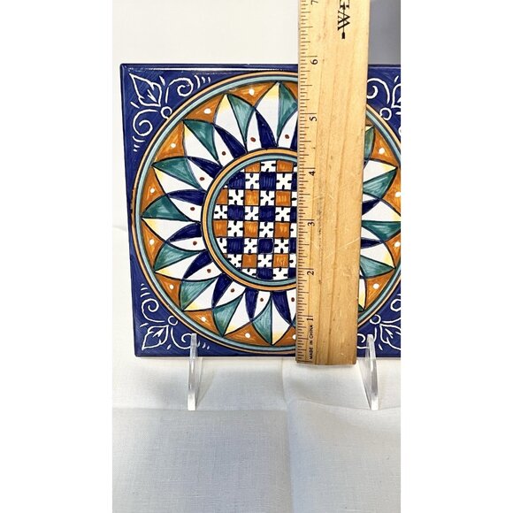 SBERNA DERUTA Italy Hand Painted Tile Wall Plaque 6” - Picture 5 of 9